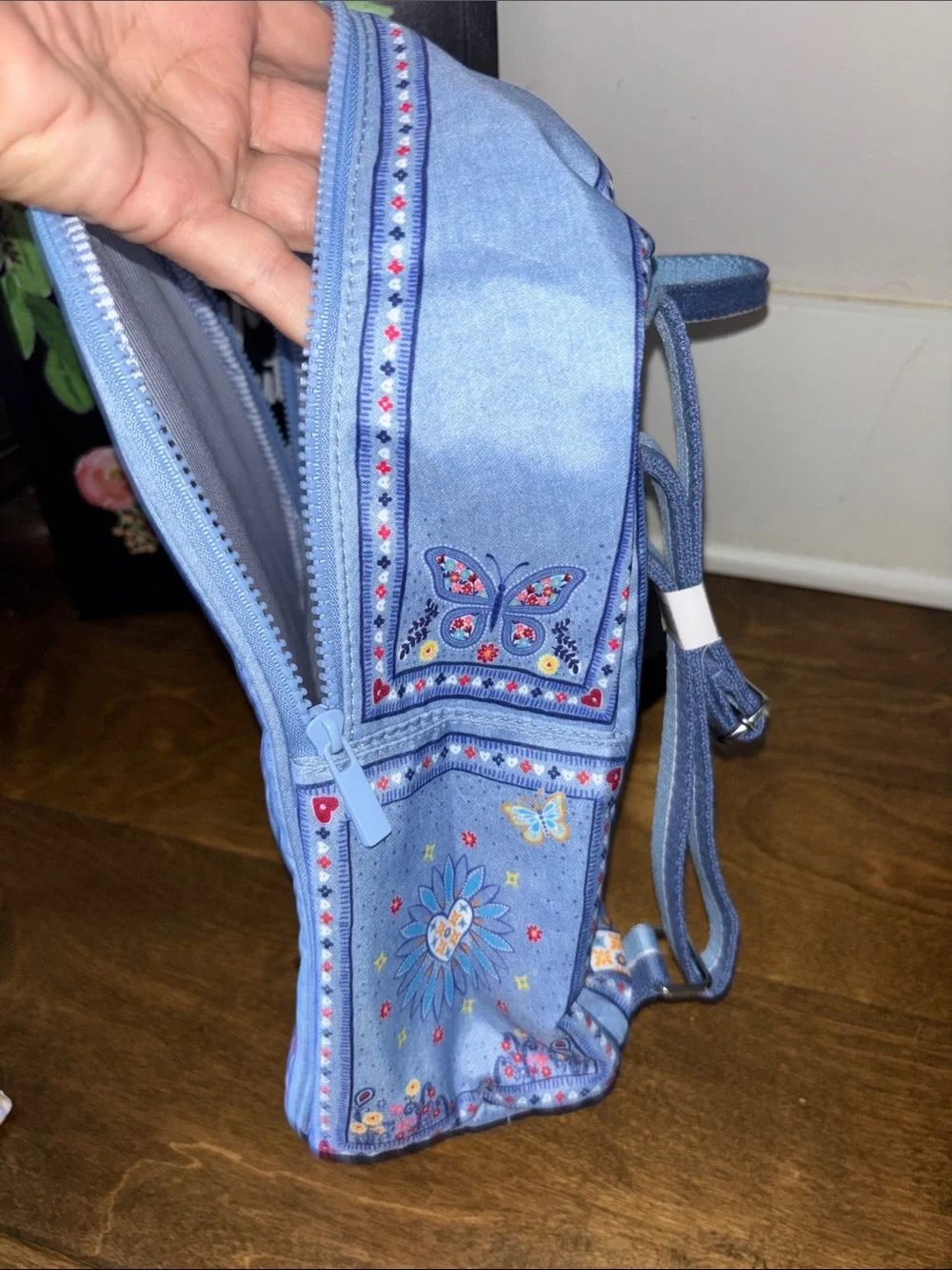 Brighton Love Bandana backpack featuring a light blue paisley and floral NWOT